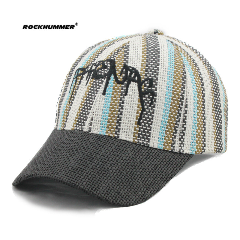 Paper Straw baseball cap with logo emrboidery