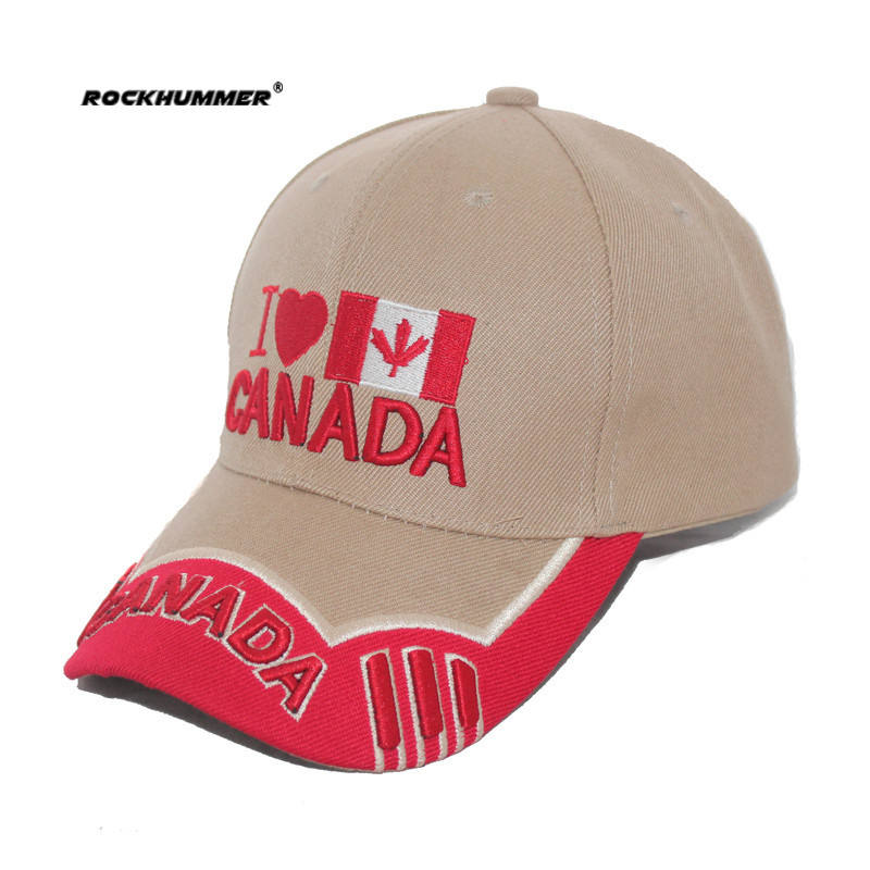 卡其腈纶3D刺绣加拿大帽