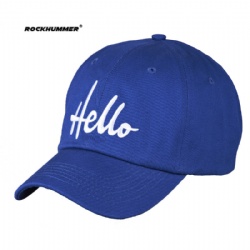 Blue 100% cotton baseball cap with simple flat embroidery