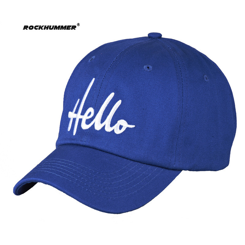 蓝色100%纯棉棒球帽，简单平绣
