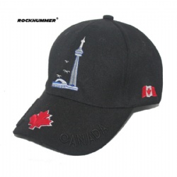 自定义加拿大黑色枫树刺绣运动帽