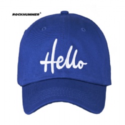 蓝色100%纯棉棒球帽，简单平绣